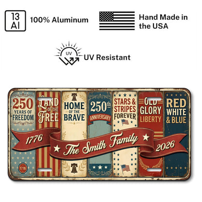 Personalized 250th Anniversary License Plate, 1776-2026 America Gifts ETHY-01225201