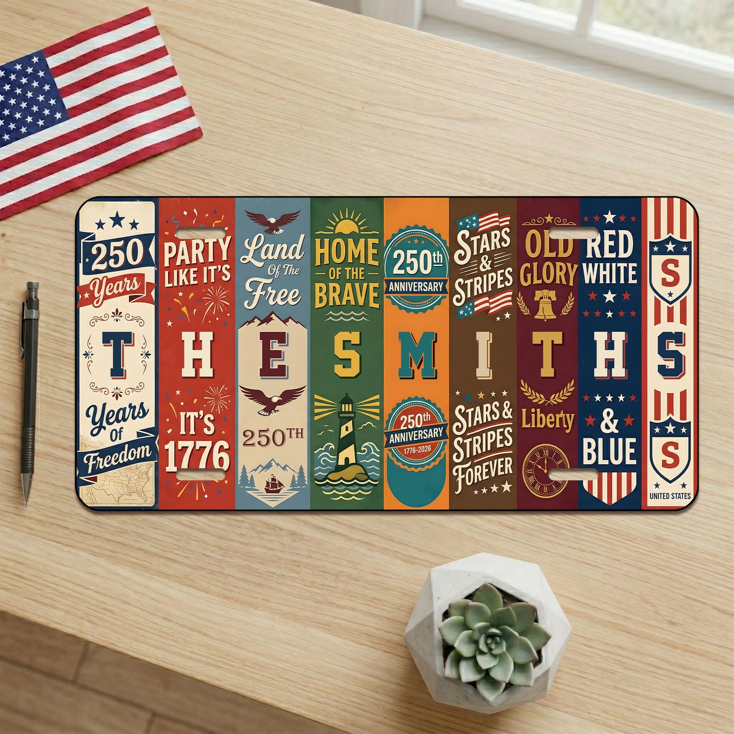 Personalized 250th Anniversary License Plate, Patriotic USA Family Gift ETHY-01225201