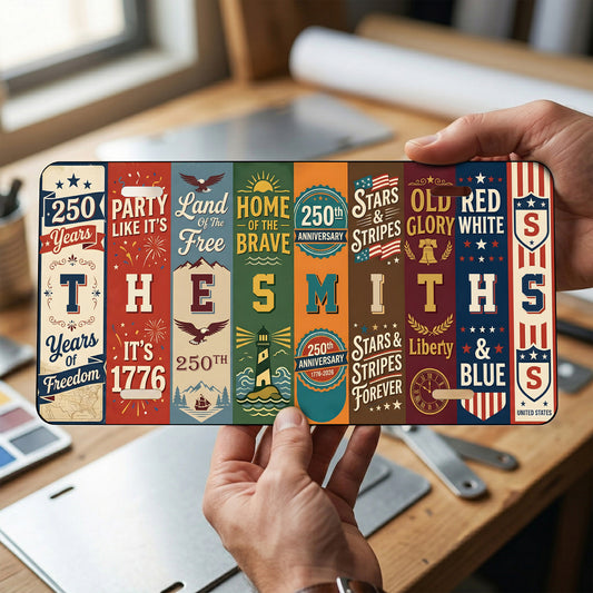 Personalized 250th Anniversary License Plate, Patriotic USA Family Gift ETHY-01225201