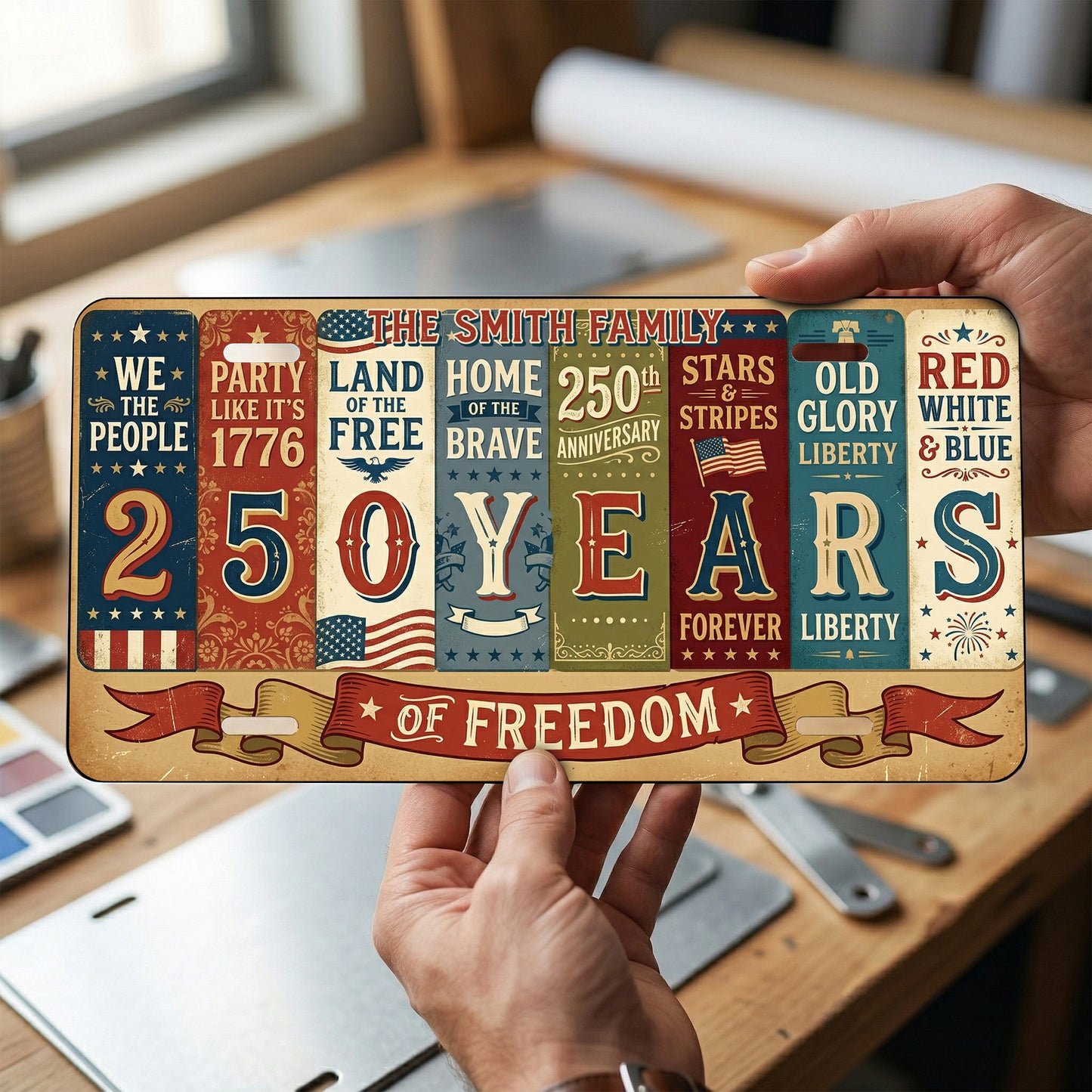 Custom 1776 Patriotic License Plate, 250th Anniversary Gifts for Family ETHY-01225201