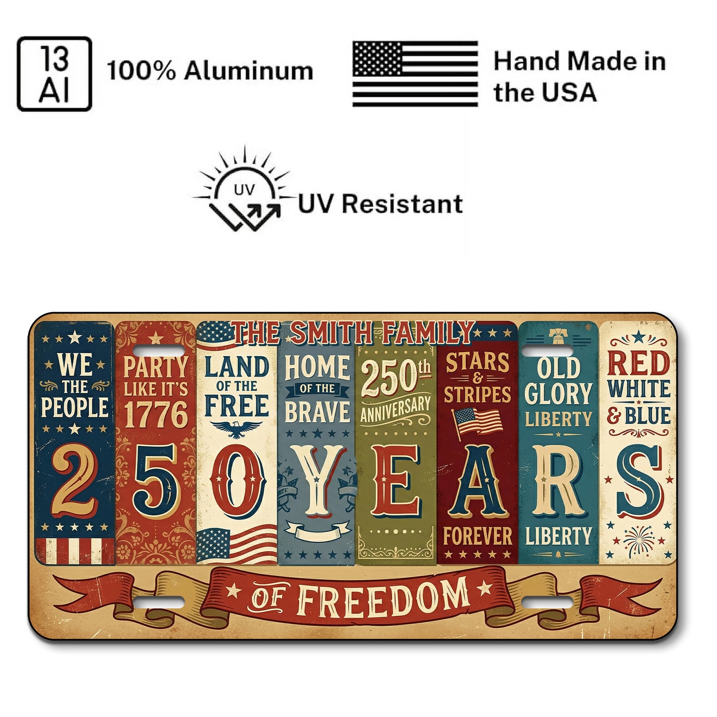Custom 1776 Patriotic License Plate, 250th Anniversary Gifts for Family ETHY-01225201