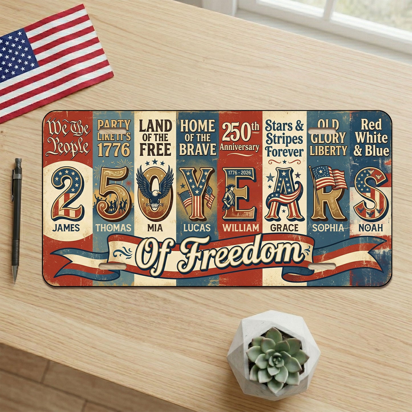 Personalized 250th Anniversary License Plate, 250 Years Of Freedom, Patriotic Gifts ETHY-01225201