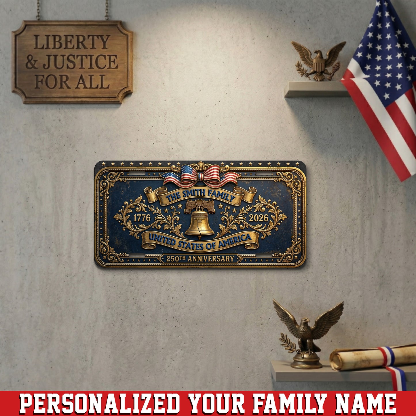 Personalized 250th Anniversary License Plate, 1776 Patriotic Gifts ETHY-01225201