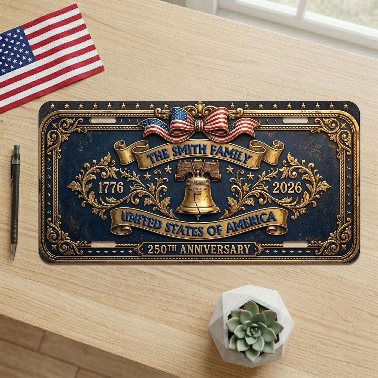 Personalized 250th Anniversary License Plate, 1776 Patriotic Gifts ETHY-01225201