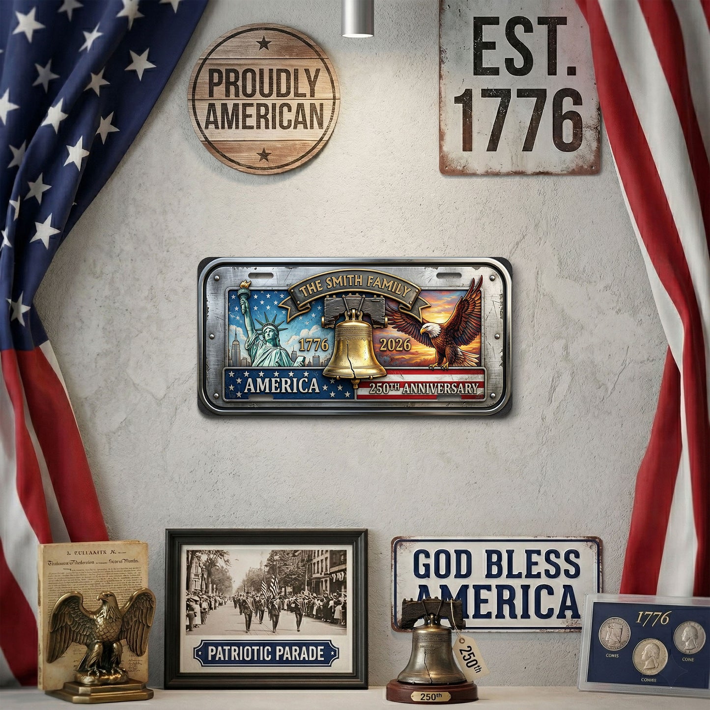 Custom 250th Anniversary License Plate, 250th Anniversary Gifts ETHY-01225201