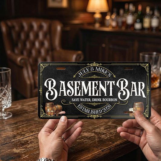 Personalized Basement Bar License Plate With Name And Year, Vintage Basement Bar License Plate, Bar Decoration ETHY-04085924