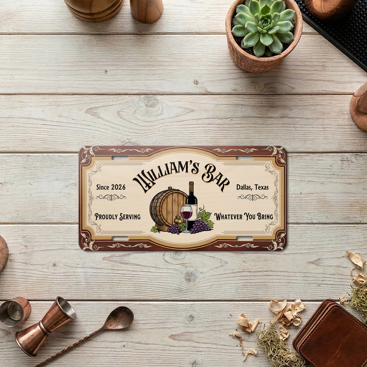 Personalized Basement Bar License Plate, Man Cave Decor, Wine Lover Gifts ETHY-04085924