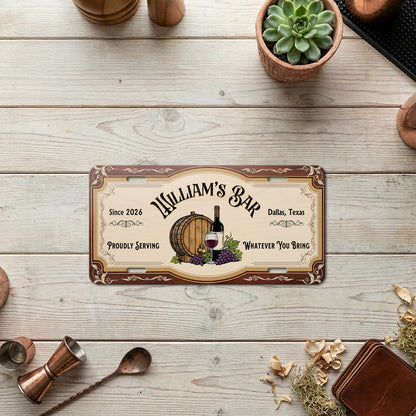 Personalized Basement Bar License Plate, Man Cave Decor, Wine Lover Gifts ETHY-04085924