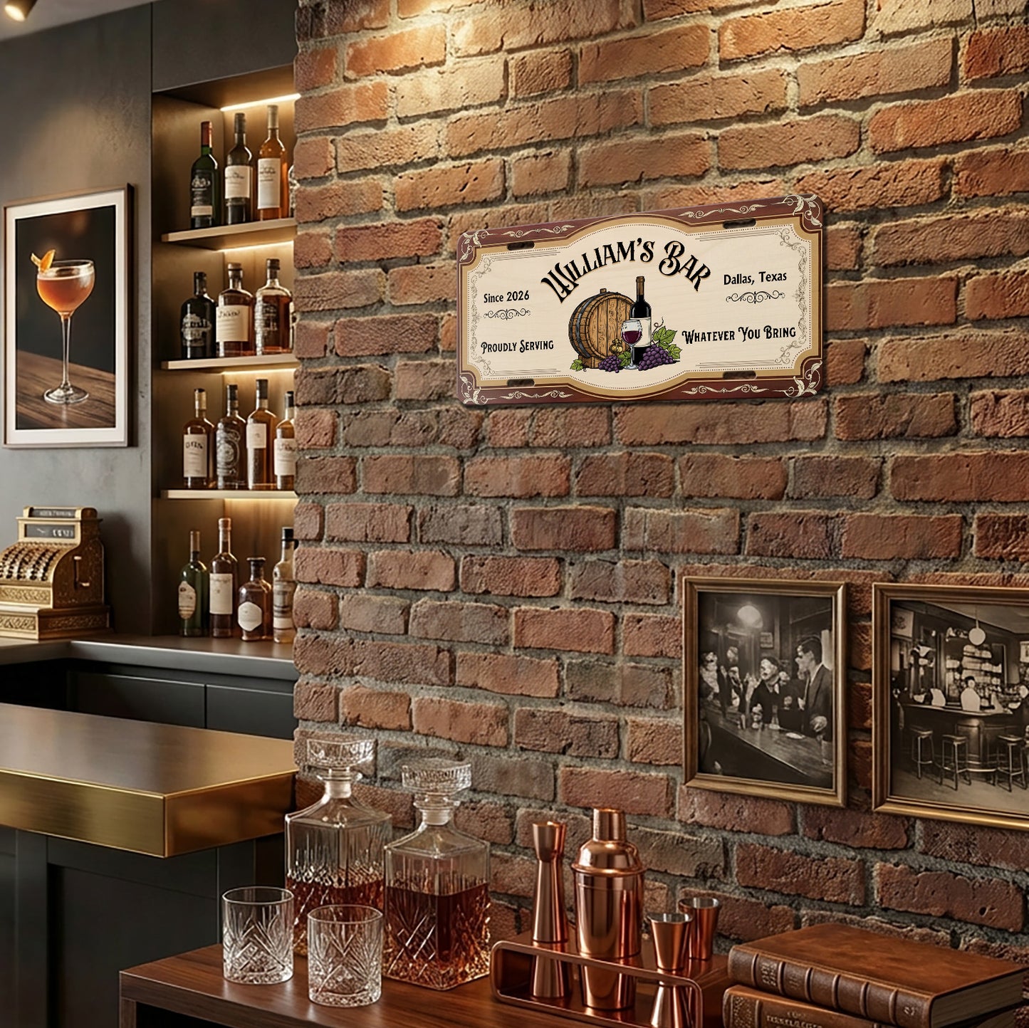 Personalized Basement Bar License Plate, Man Cave Decor, Wine Lover Gifts ETHY-04085924