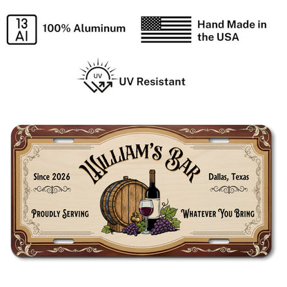 Personalized Basement Bar License Plate, Man Cave Decor, Wine Lover Gifts ETHY-04085924