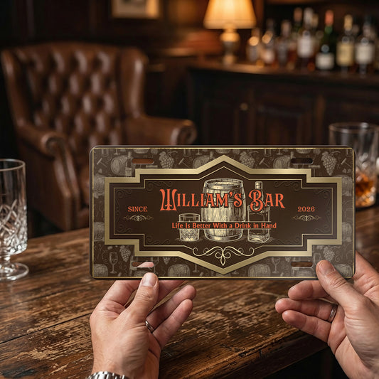 Personalized Vintage Basement Plate With Name And Year, Whiskey Bar Basement Plate Decor ETHY-04085924