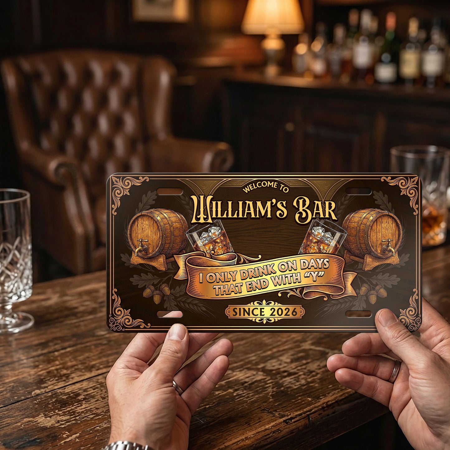 Personalized Basement Bar License Plate, Whiskey And Basement Plate, Bar Decor ETHY-04085924