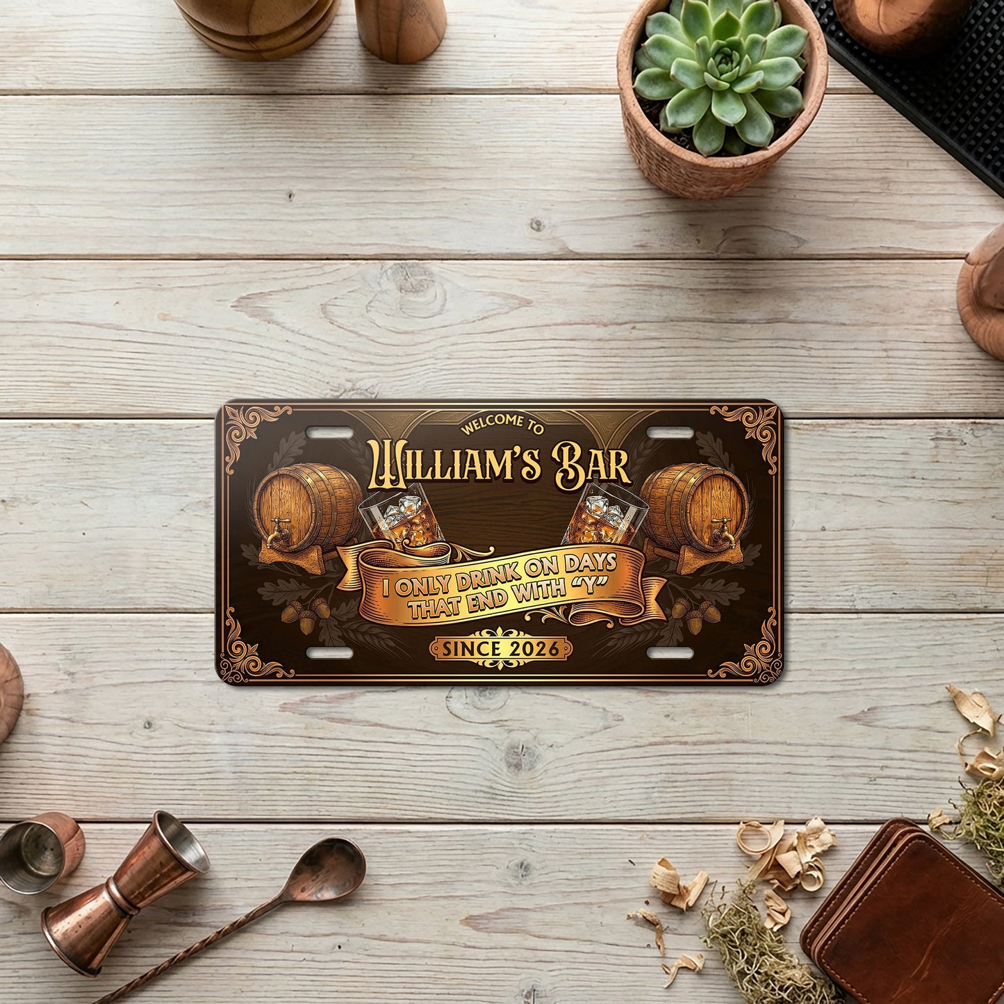 Personalized Basement Bar License Plate, Whiskey And Basement Plate, Bar Decor ETHY-04085924