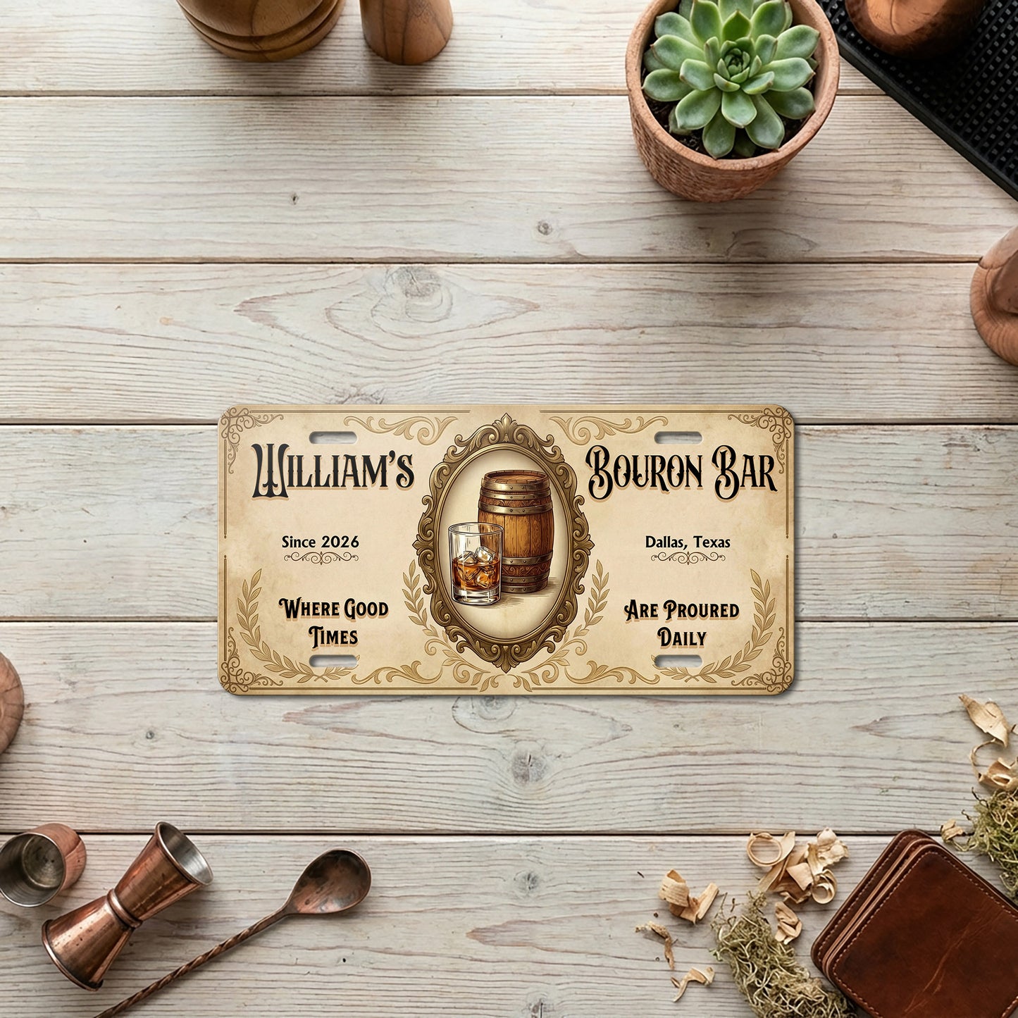 Personalized Bourbon Bar License Plate, Basement Bar Wall Decor, Gift For Him ETHY-04085924