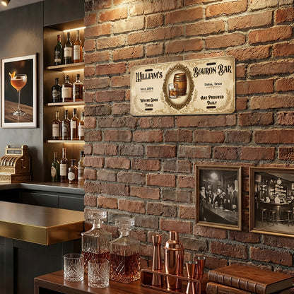 Personalized Bourbon Bar License Plate, Basement Bar Wall Decor, Gift For Him ETHY-04085924