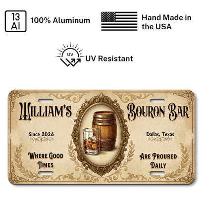 Personalized Bourbon Bar License Plate, Basement Bar Wall Decor, Gift For Him ETHY-04085924