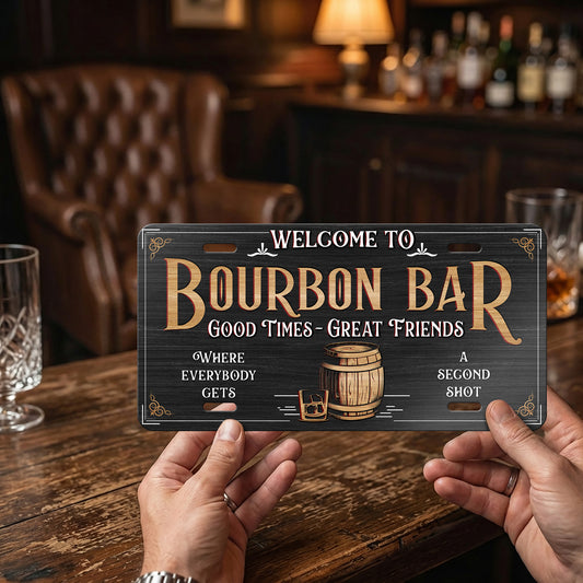 Bourbon Bar License Plate, Vintage Home Beer Cave Decor, Gift for Dad ETHY-04085924