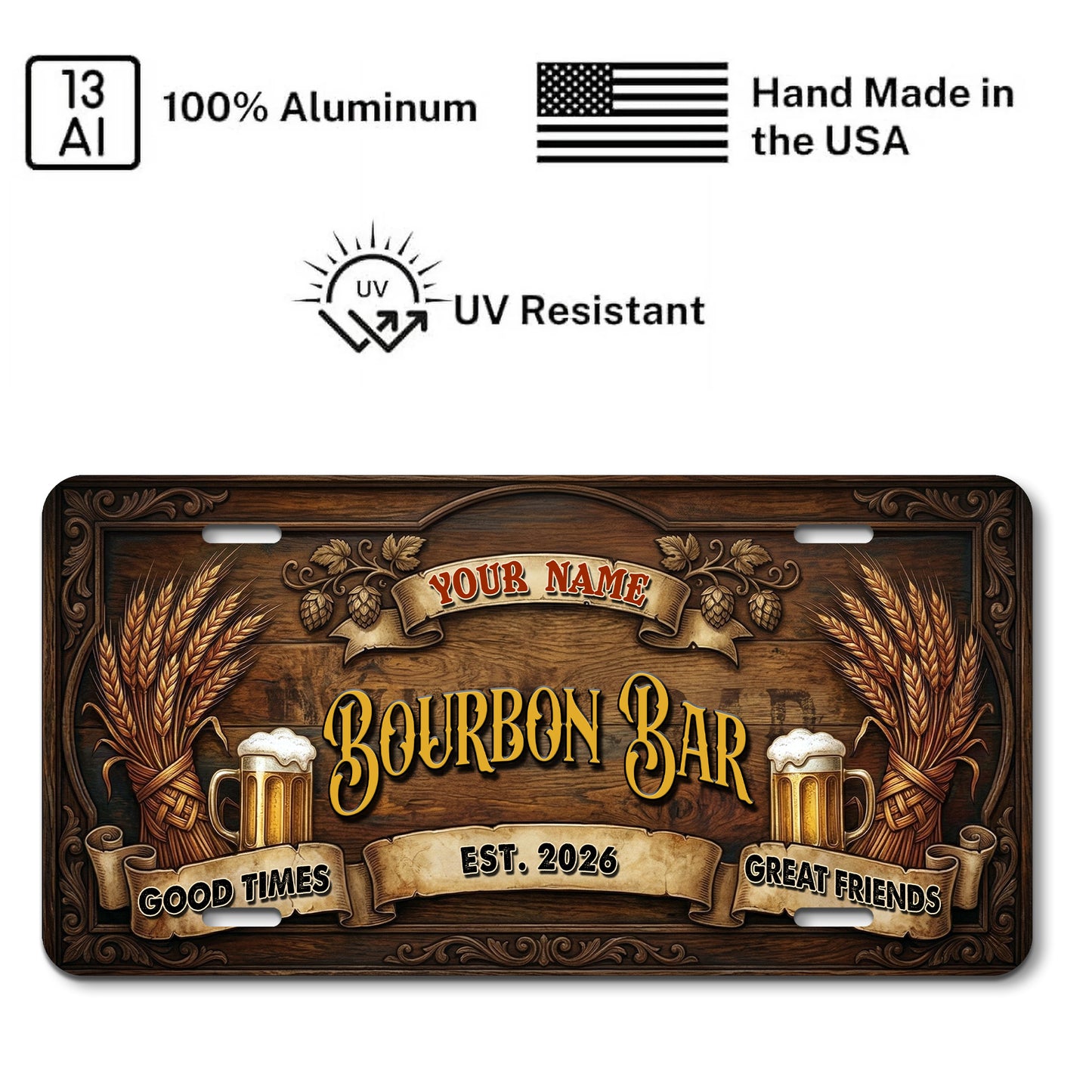 Custom Bourbon Bar License Plate, Basement Bar Wall Decor, Gift For Him ETHY-04085924