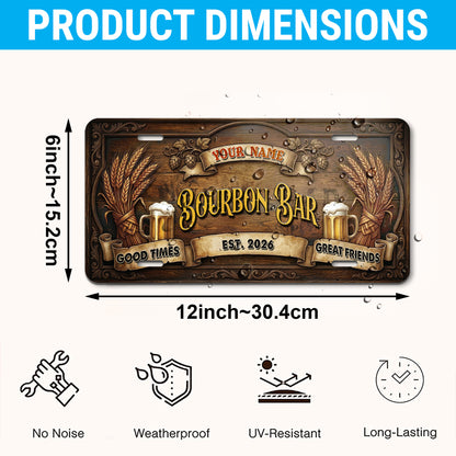 Custom Bourbon Bar License Plate, Basement Bar Wall Decor, Gift For Him ETHY-04085924