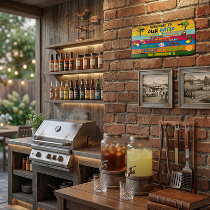 Personalized Patio Rules Bar License Plate, Garden Bar Decor, Home Decor Gift ETHY-04085924