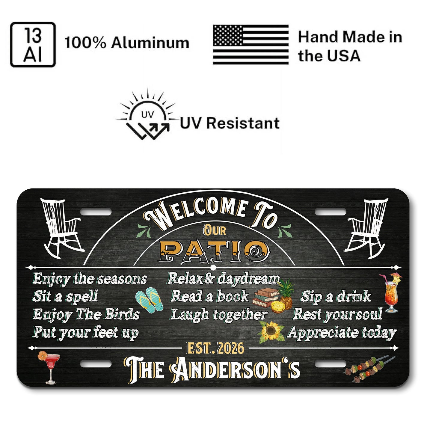 Personalized Patio License Plate With Name, Outdoor Bar Hanging, Gift for Dad ETHY-04085924