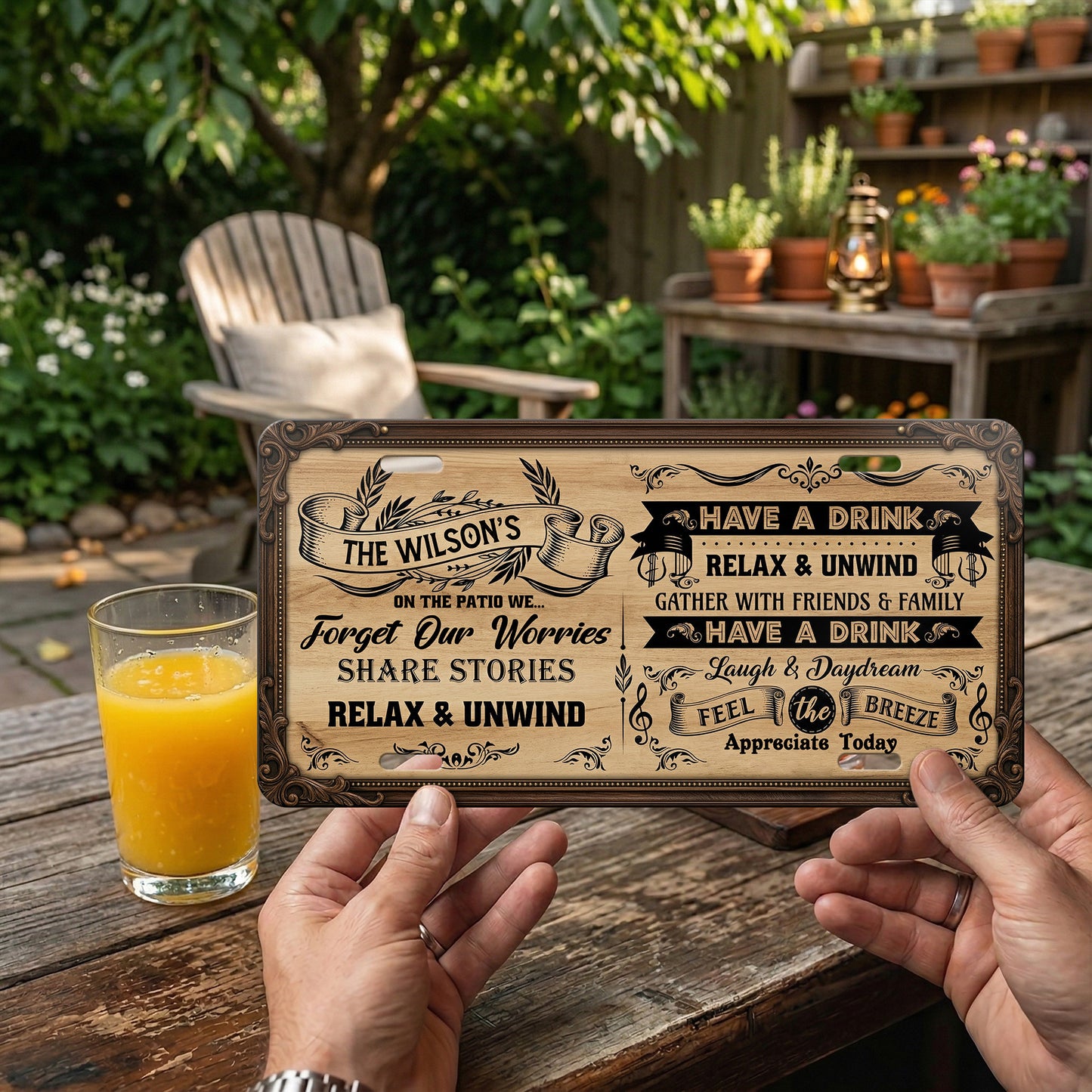 Personalized Patio Retreat License Plate With Name, Outdoor Bar Hanging, Dad's Gift ETHY-04085924