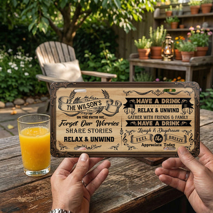 Personalized Patio Retreat License Plate With Name, Outdoor Bar Hanging, Dad's Gift ETHY-04085924