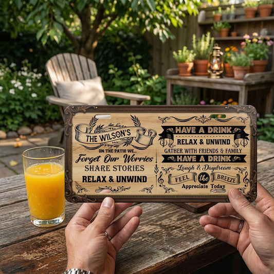 Personalized Patio Retreat License Plate With Name, Outdoor Bar Hanging, Dad's Gift ETHY-04085924
