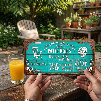Personalized Patio Rules License Plate, Backyard Decor, Housewarming Gift ETHY-04085924