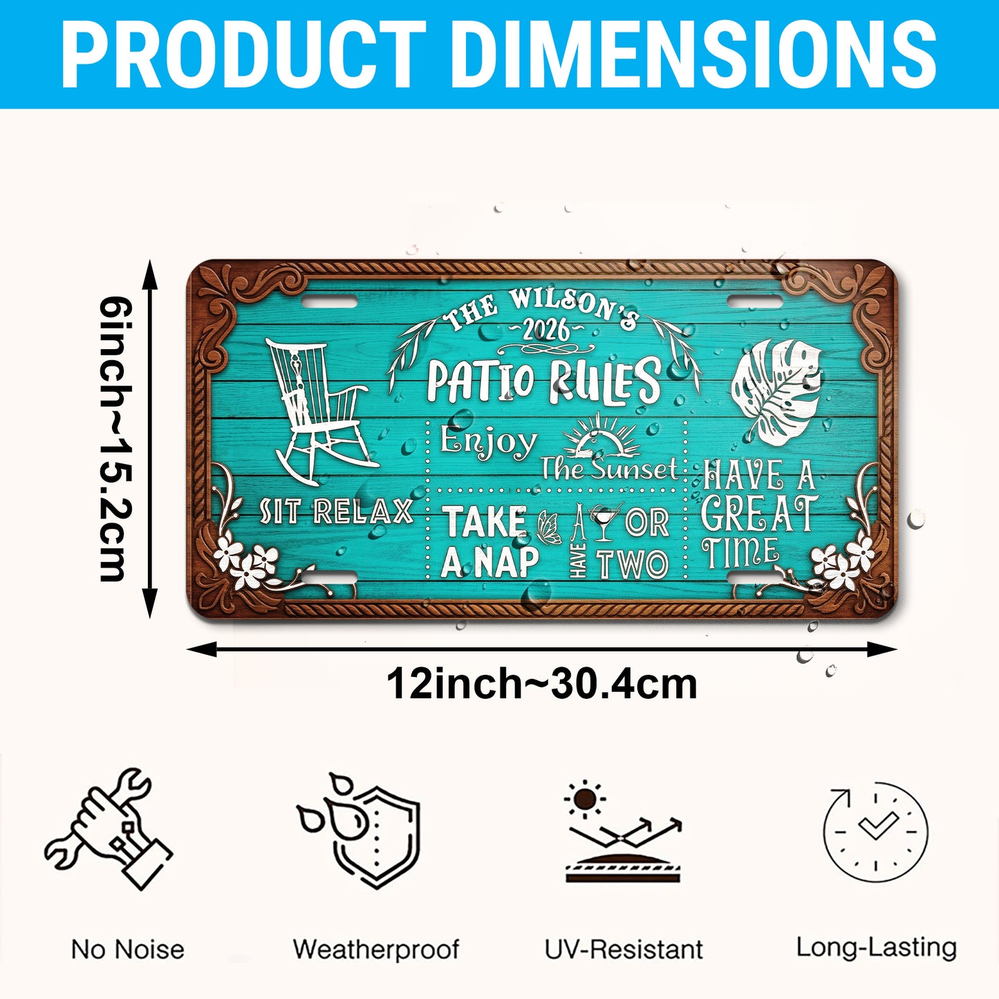Personalized Patio Rules License Plate, Backyard Decor, Housewarming Gift ETHY-04085924