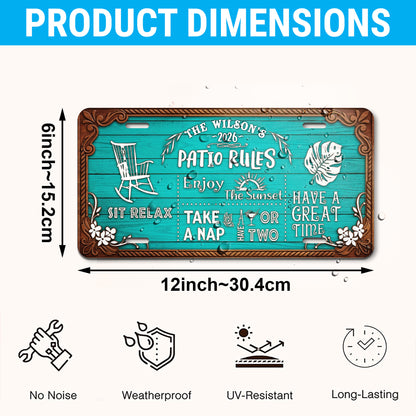 Personalized Patio Rules License Plate, Backyard Decor, Housewarming Gift ETHY-04085924