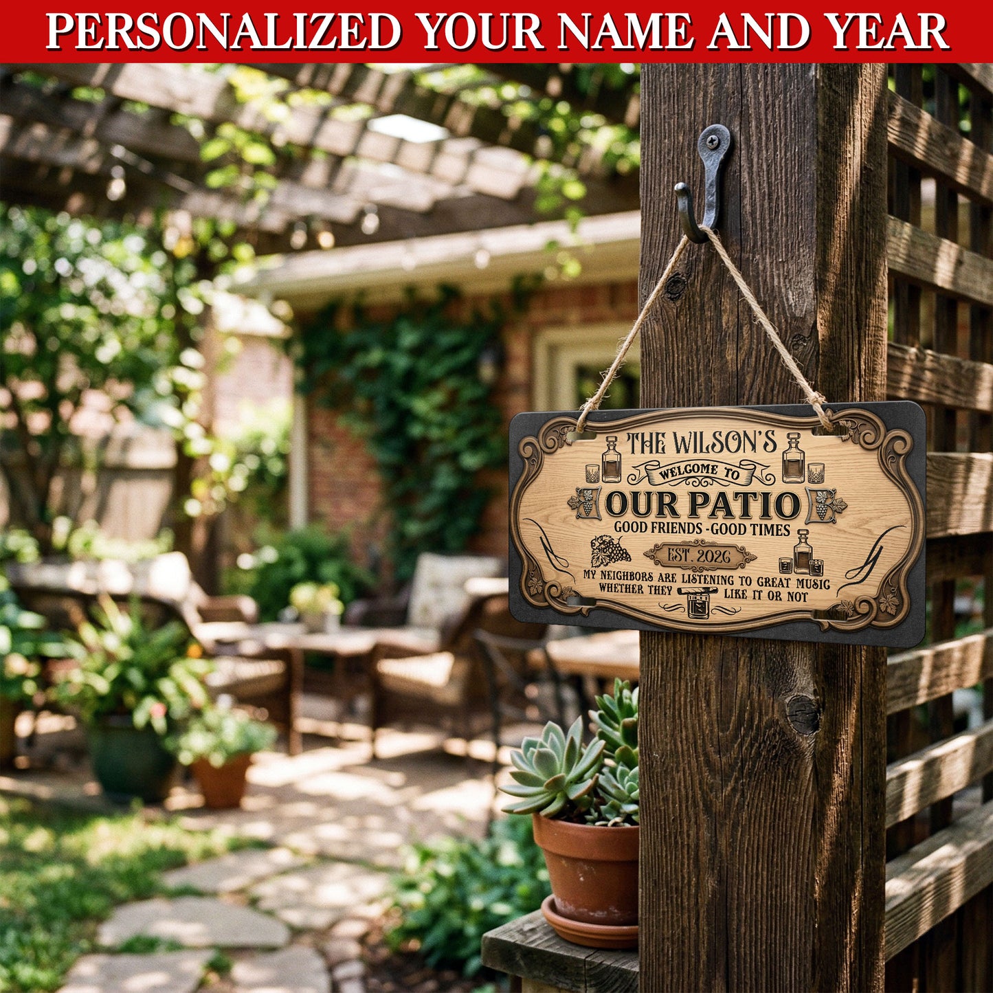 Personalized Patio Rules License Plate for Backyard Wall Decor, Housewarming Gift, Patio Decor ETHY-04085924