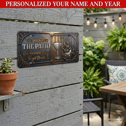 Personalized Drink Station License Plate, Outdoor Garden Decor, Backyard Patio Hanging, Dad Gifts ETHY-04085924
