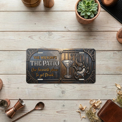 Personalized Drink Station License Plate, Outdoor Garden Decor, Backyard Patio Hanging, Dad Gifts ETHY-04085924