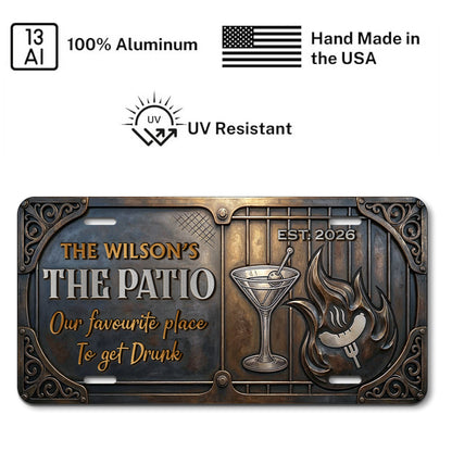 Personalized Drink Station License Plate, Outdoor Garden Decor, Backyard Patio Hanging, Dad Gifts ETHY-04085924
