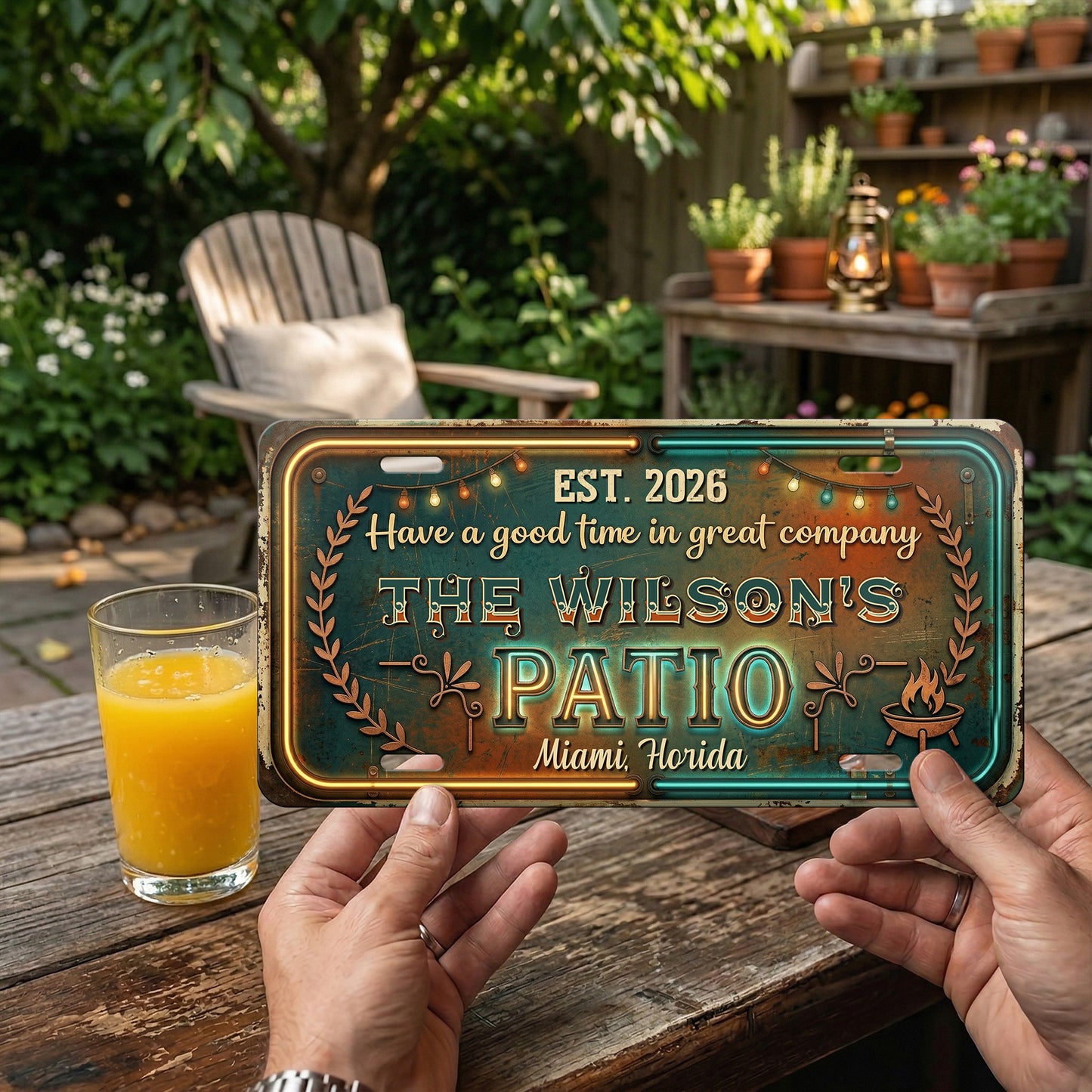 Custom Patio License Plate With Name, Year And Address, Housewarming Gift For Dad
 ETHY-04085924