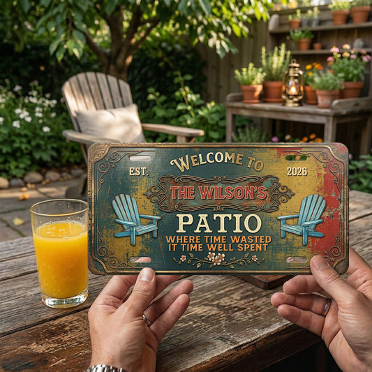 Custom Patio License Plate, Vintage Welcome Decor, Gift for Him, Patio Decor, Housewarming Gift ETHY-04085924