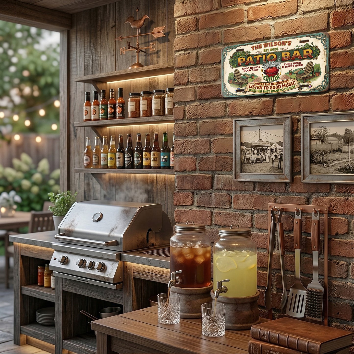Custom Patio Bar License Plate With Name And Year, Home Bar Decor, Gifts for Dad, Home Decor ETHY-04085924