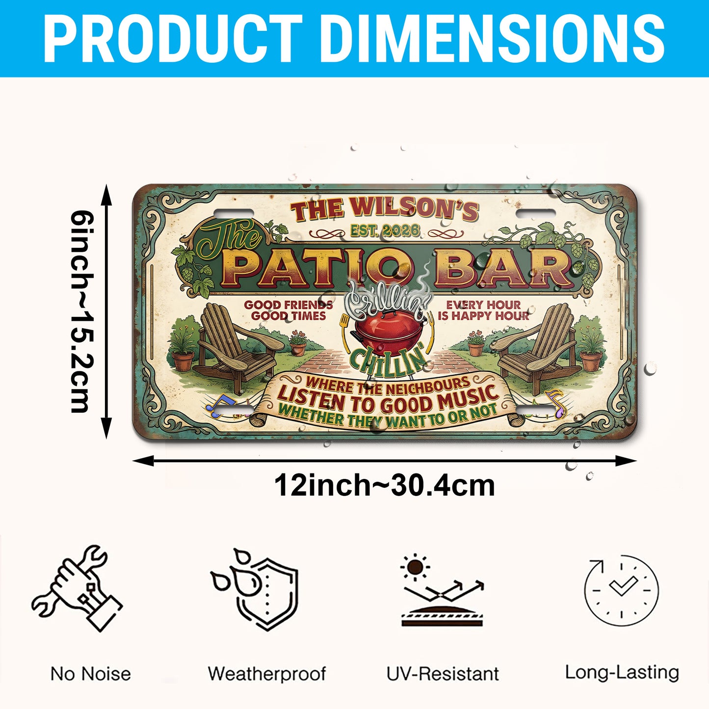Custom Patio Bar License Plate With Name And Year, Home Bar Decor, Gifts for Dad, Home Decor ETHY-04085924