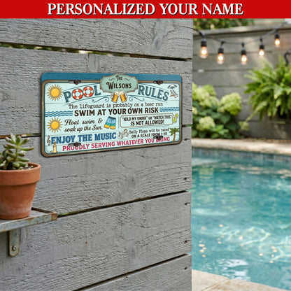 Personalized Pool Rules License Plate, Pool Bar Decor, Housewarming Gift, Poolside Decorations ETHY-04085924