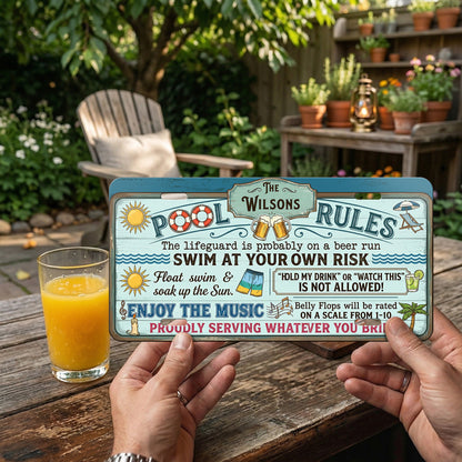 Personalized Pool Rules License Plate, Pool Bar Decor, Housewarming Gift, Poolside Decorations ETHY-04085924