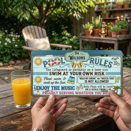 Personalized Pool Rules License Plate, Pool Bar Decor, Housewarming Gift, Poolside Decorations ETHY-04085924