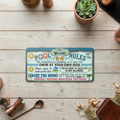 Personalized Pool Rules License Plate, Pool Bar Decor, Housewarming Gift, Poolside Decorations ETHY-04085924