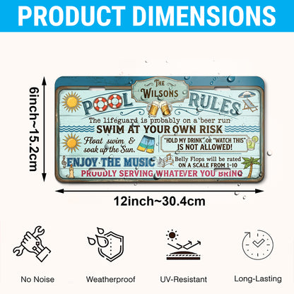 Personalized Pool Rules License Plate, Pool Bar Decor, Housewarming Gift, Poolside Decorations ETHY-04085924