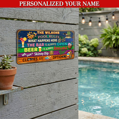 Personalized Pool Rules License Plate with Name, Poolside Decor, Housewarming Gift ETHY-04085924