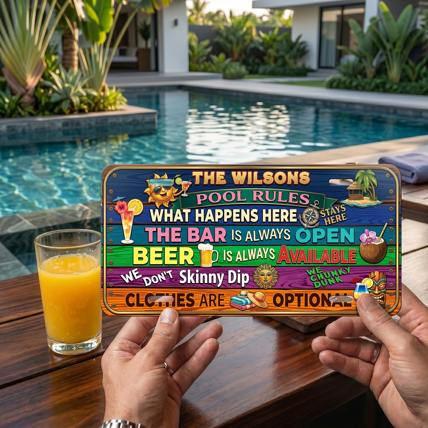 Personalized Pool Rules License Plate with Name, Poolside Decor, Housewarming Gift ETHY-04085924