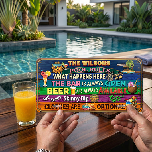 Personalized Pool Rules License Plate with Name, Poolside Decor, Housewarming Gift ETHY-04085924