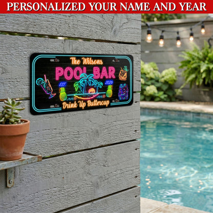 Custom Pool Bar License Plate with Name And Year, Outdoor Bar Decor, Backyard Patio Gift ETHY-04085924
