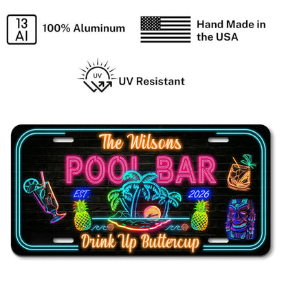 Custom Pool Bar License Plate with Name And Year, Outdoor Bar Decor, Backyard Patio Gift ETHY-04085924