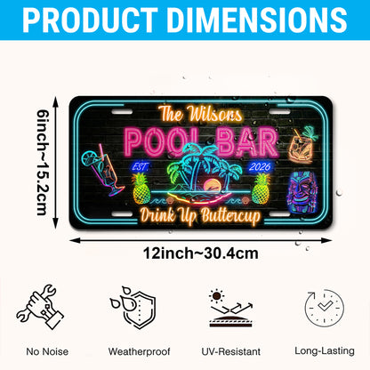 Custom Pool Bar License Plate with Name And Year, Outdoor Bar Decor, Backyard Patio Gift ETHY-04085924